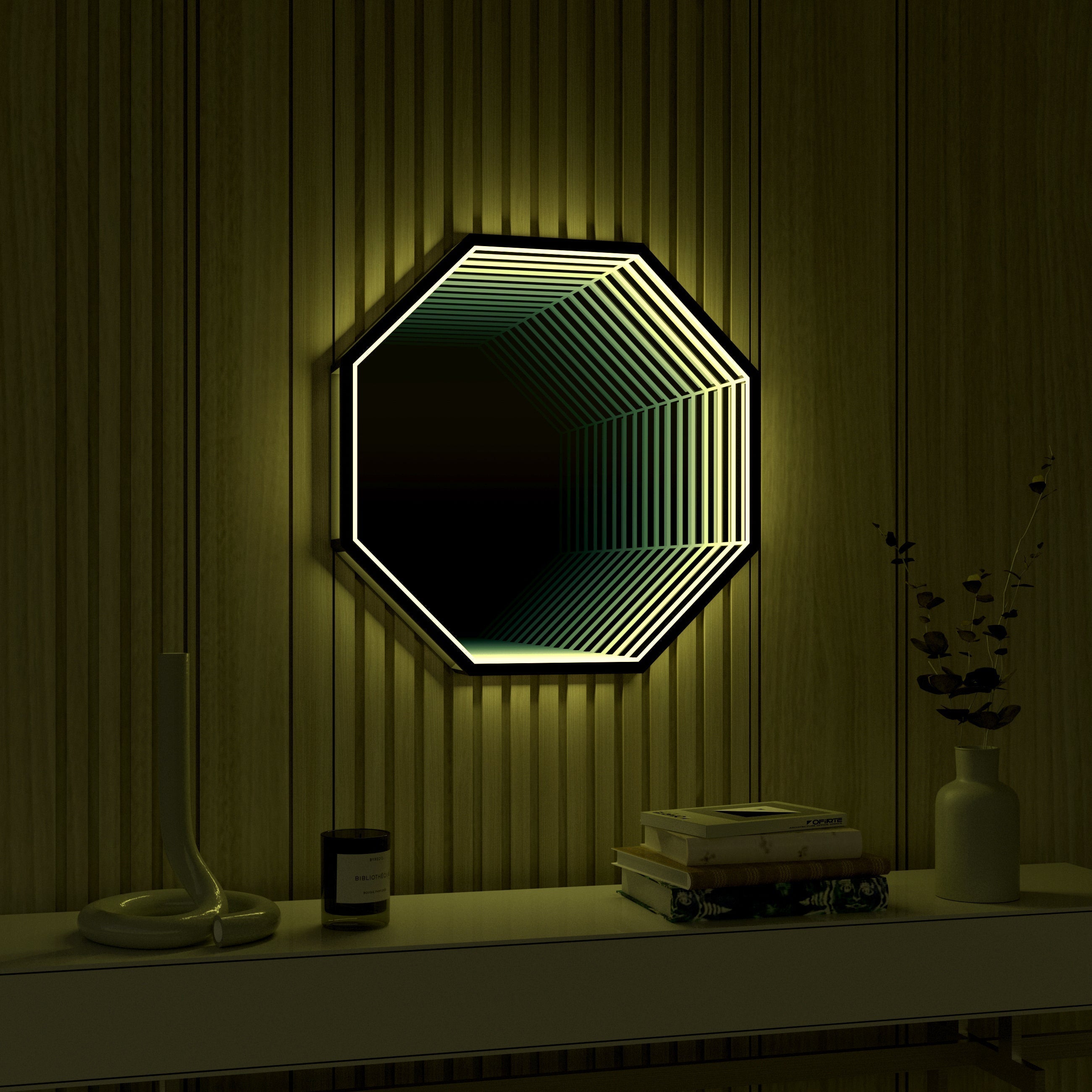 3D Octagon Mirror Light Ciel Home