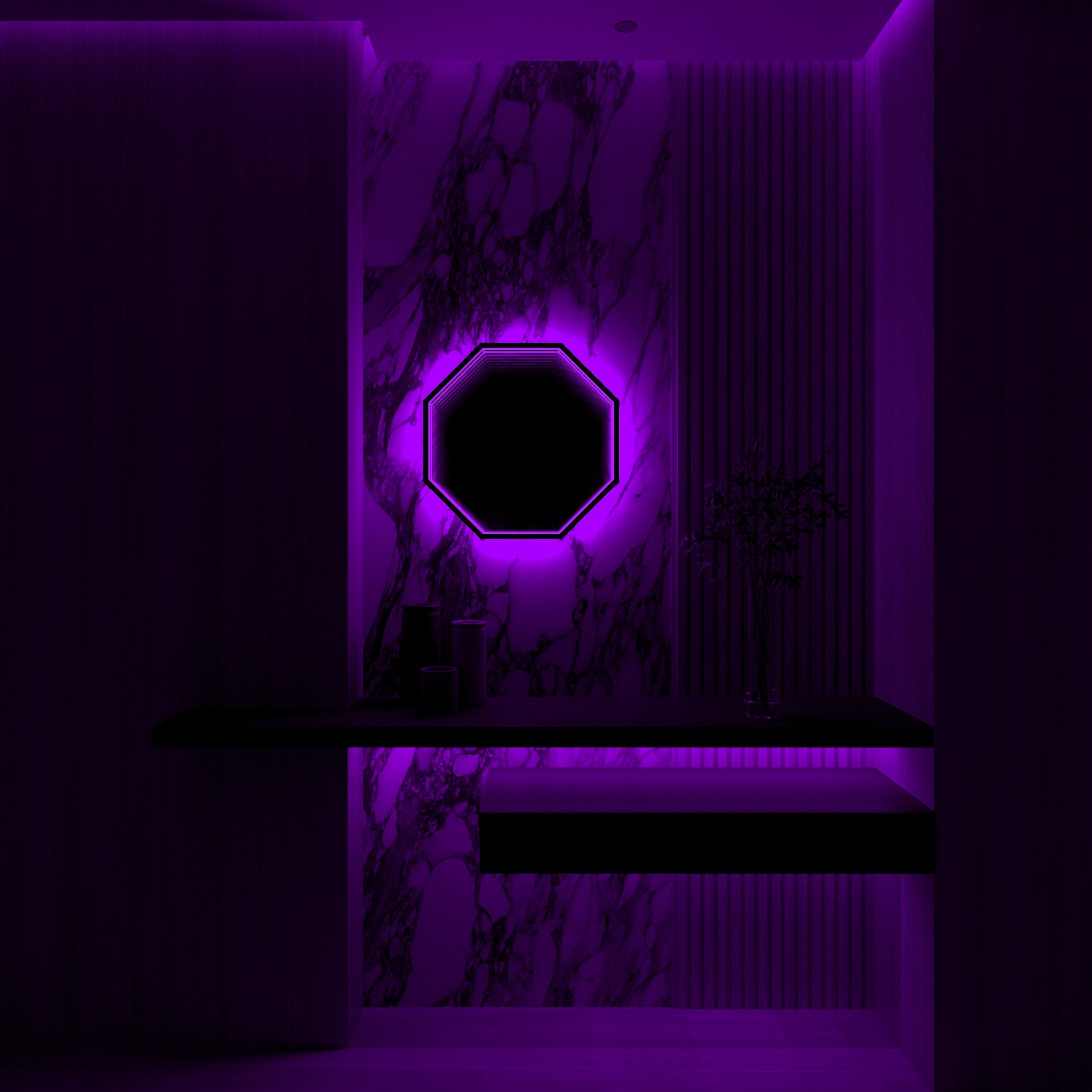 3D Octagon Mirror Light Ciel Home