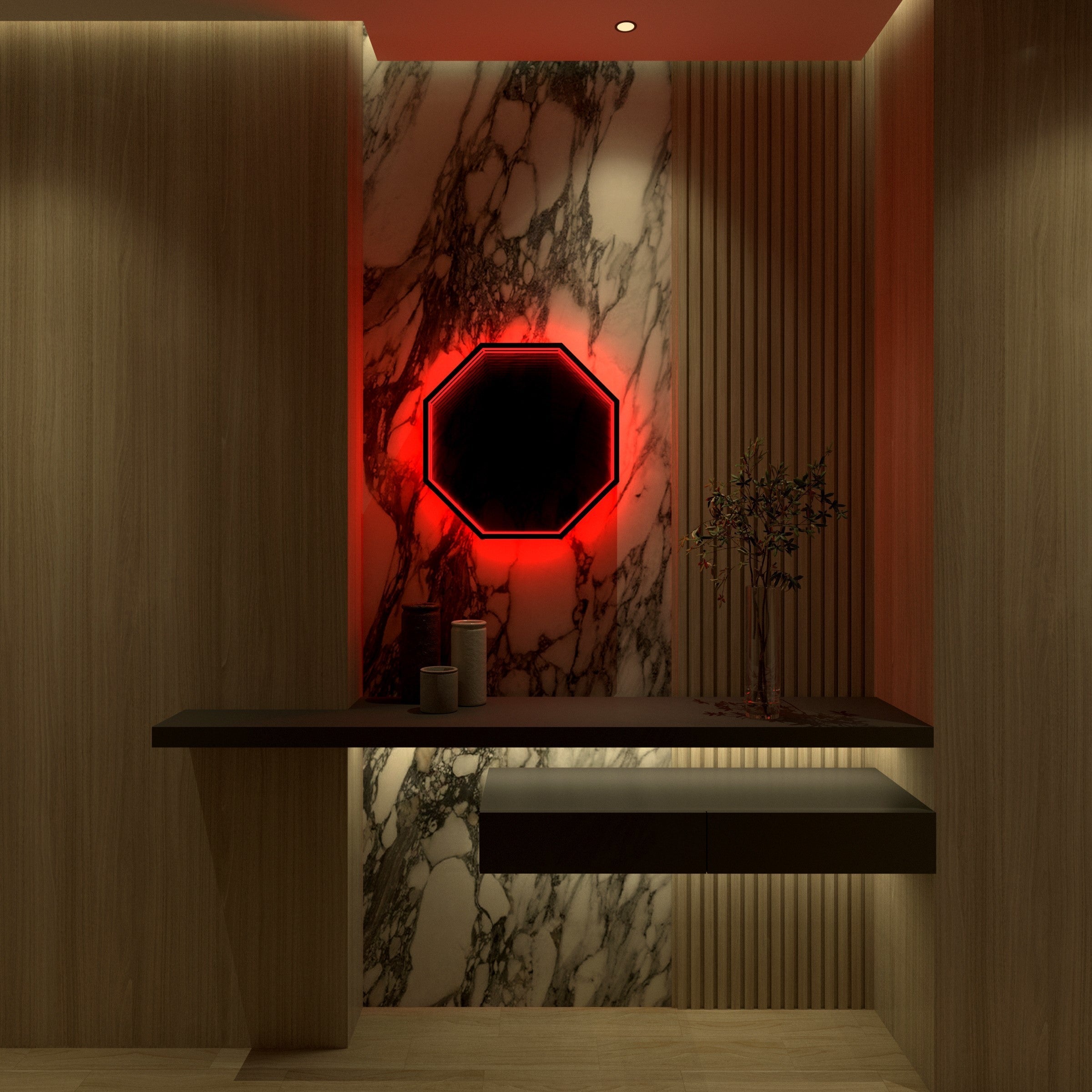 3D Octagon Mirror Light Ciel Home