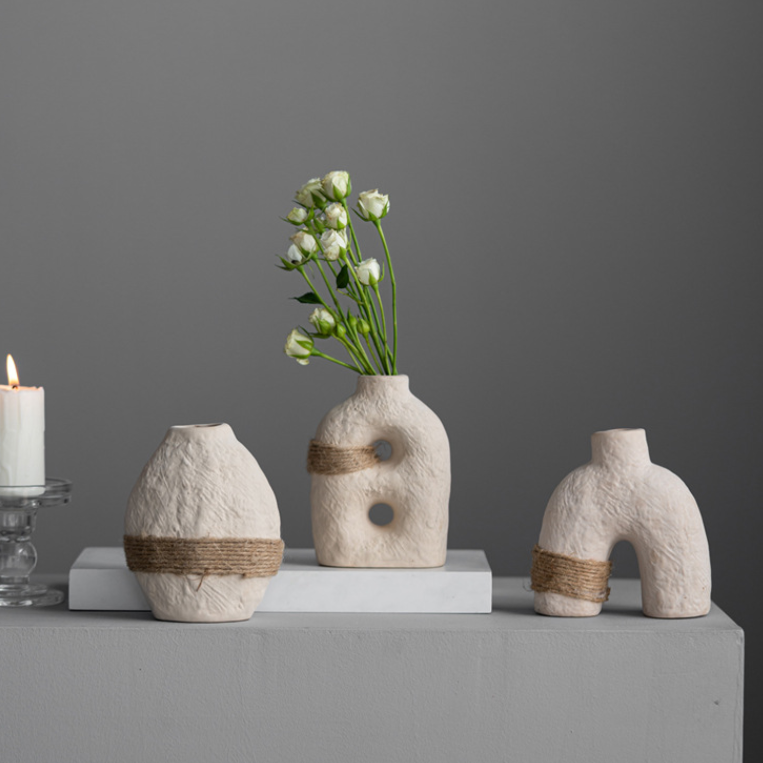 Set of 3 Eco Terra Ceramic Vases Ciel Home