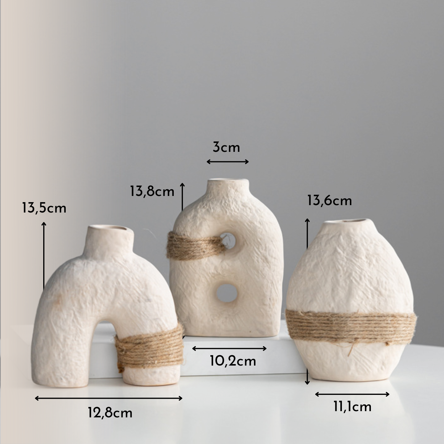 Set of 3 Eco Terra Ceramic Vases Ciel Home