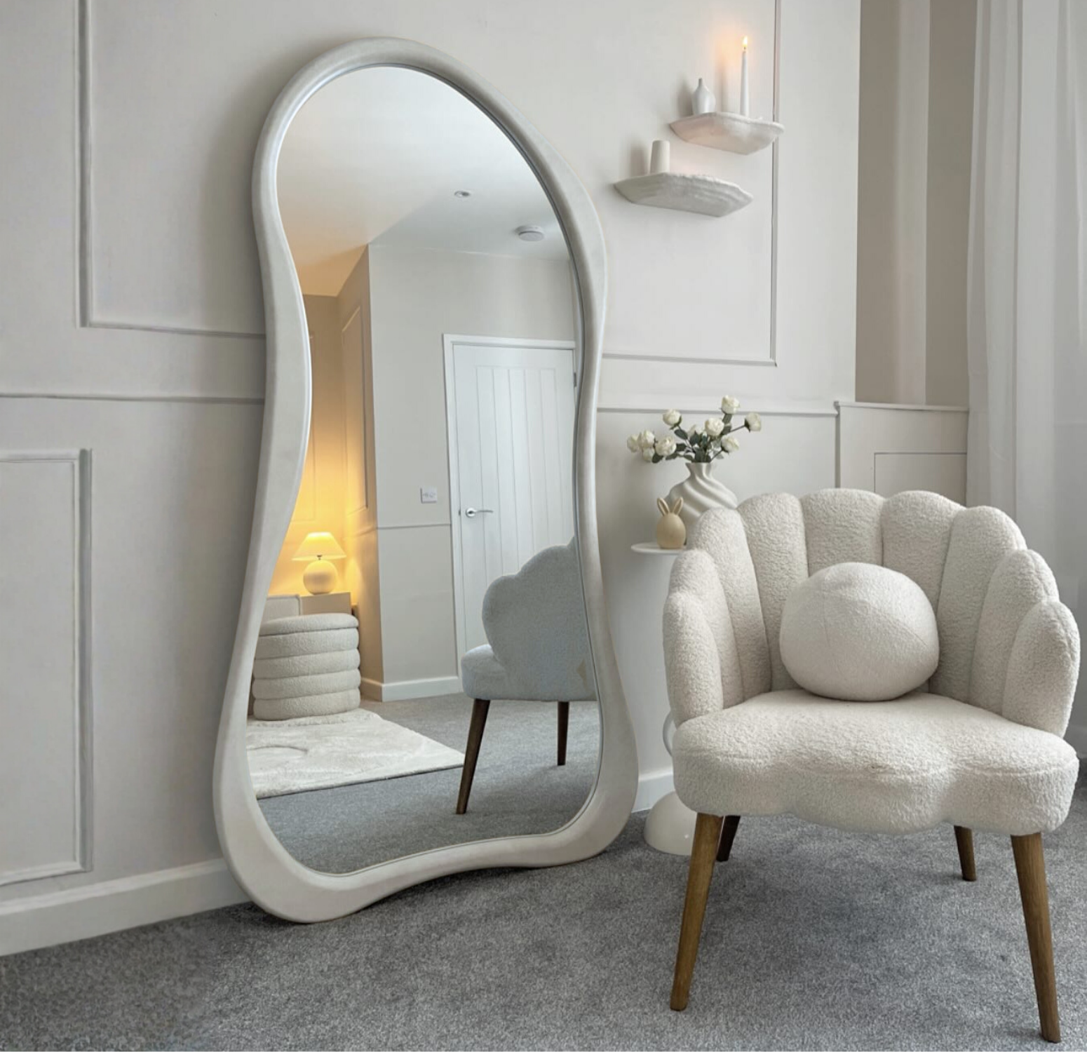 Asymmetrical Full-Length Mirror with Solid Wood Frame Ciel Home
