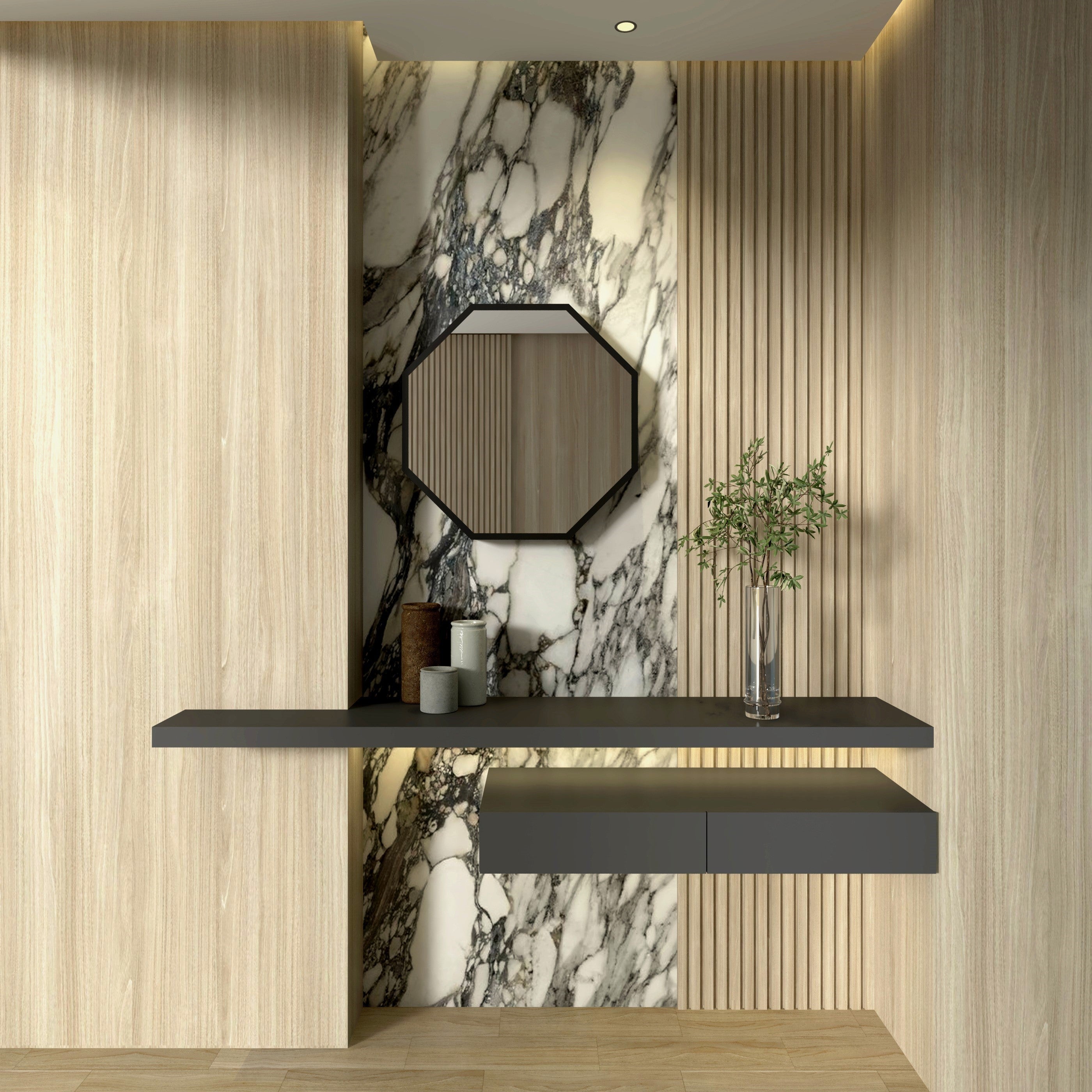 3D Octagon Mirror Light Ciel Home