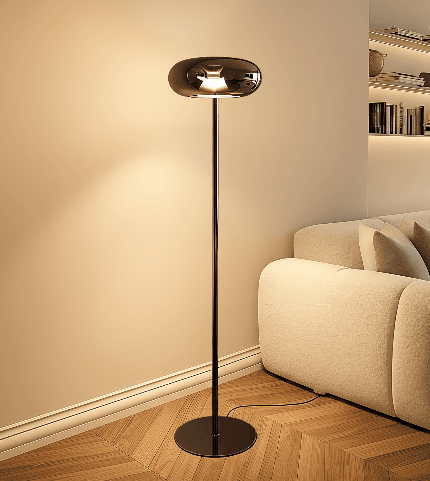 Luma Modern Floor Lamp | Dimmable Chrome and Glass Design for Living Room 0