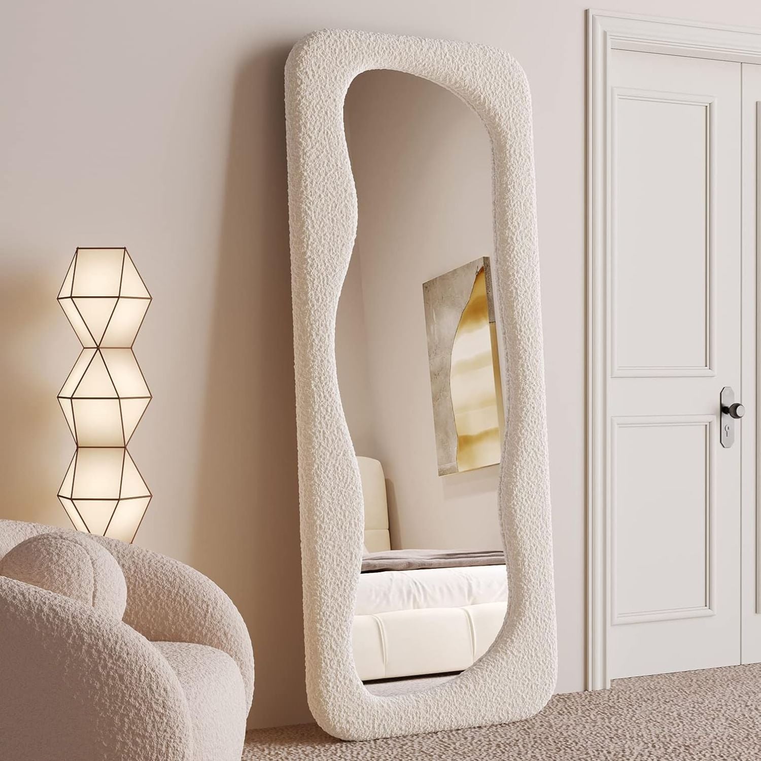 Full-Length Bouclé Style Mirror 180x80 cm Ciel Home