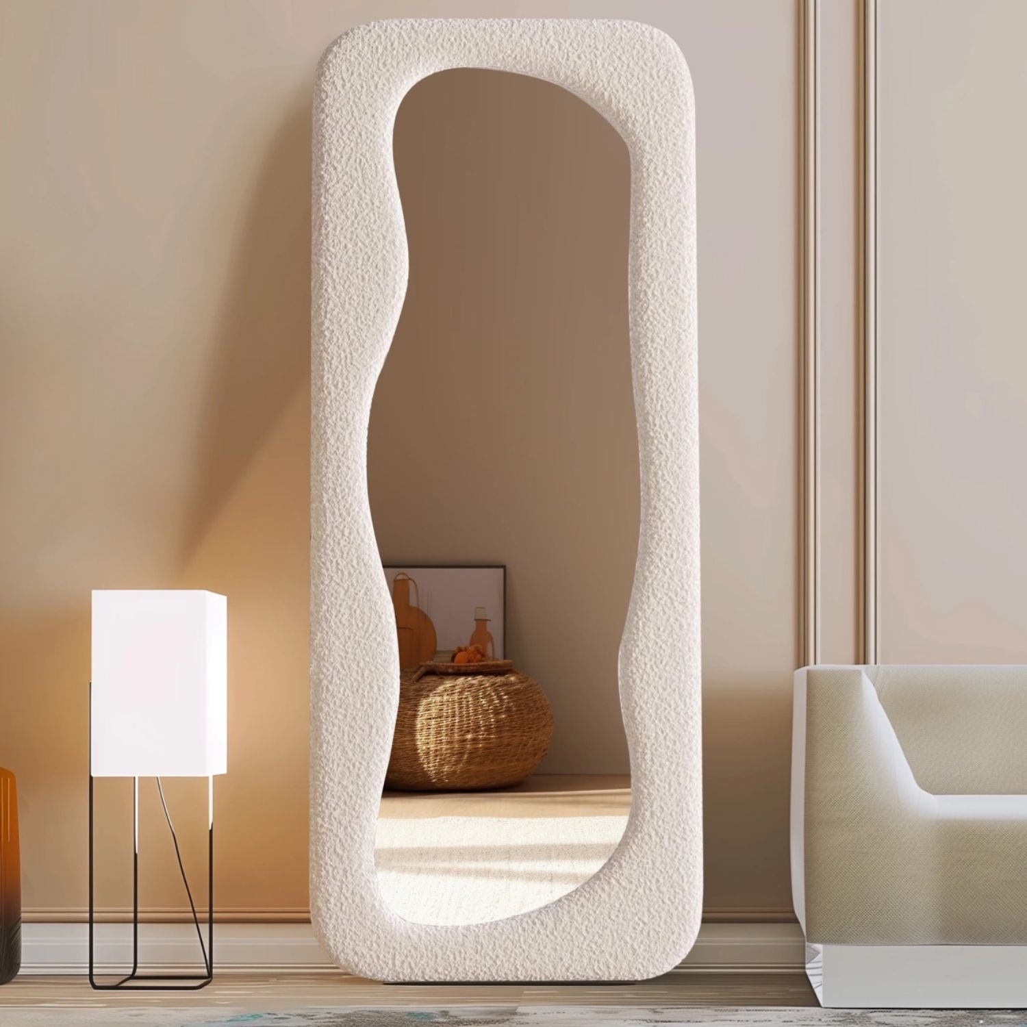 Full-Length Bouclé Style Mirror 180x80 cm Ciel Home