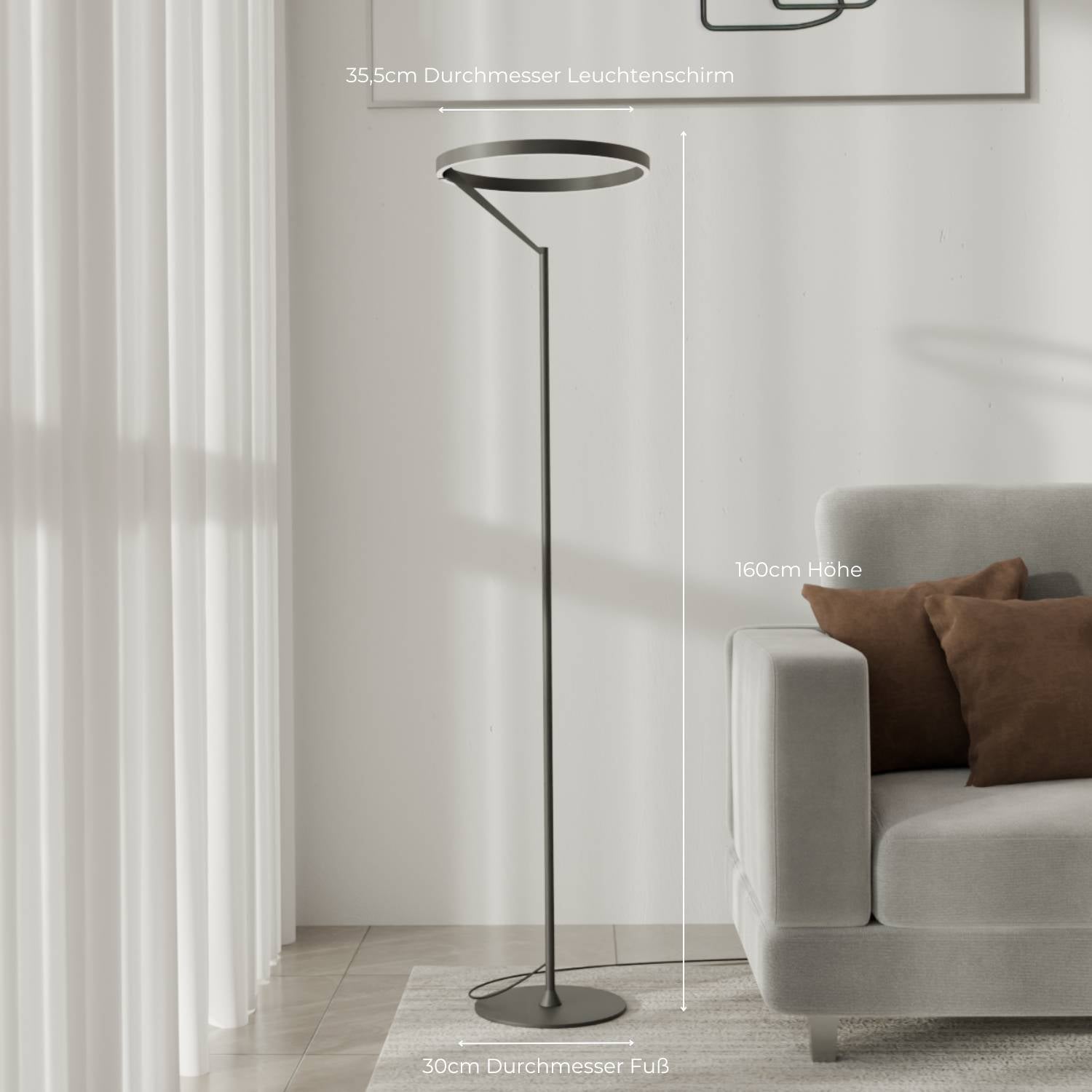 Floor Lamp | Modern Minimalist Design, Adjustable Light Ring, Smart Home Lighting Ciel Home