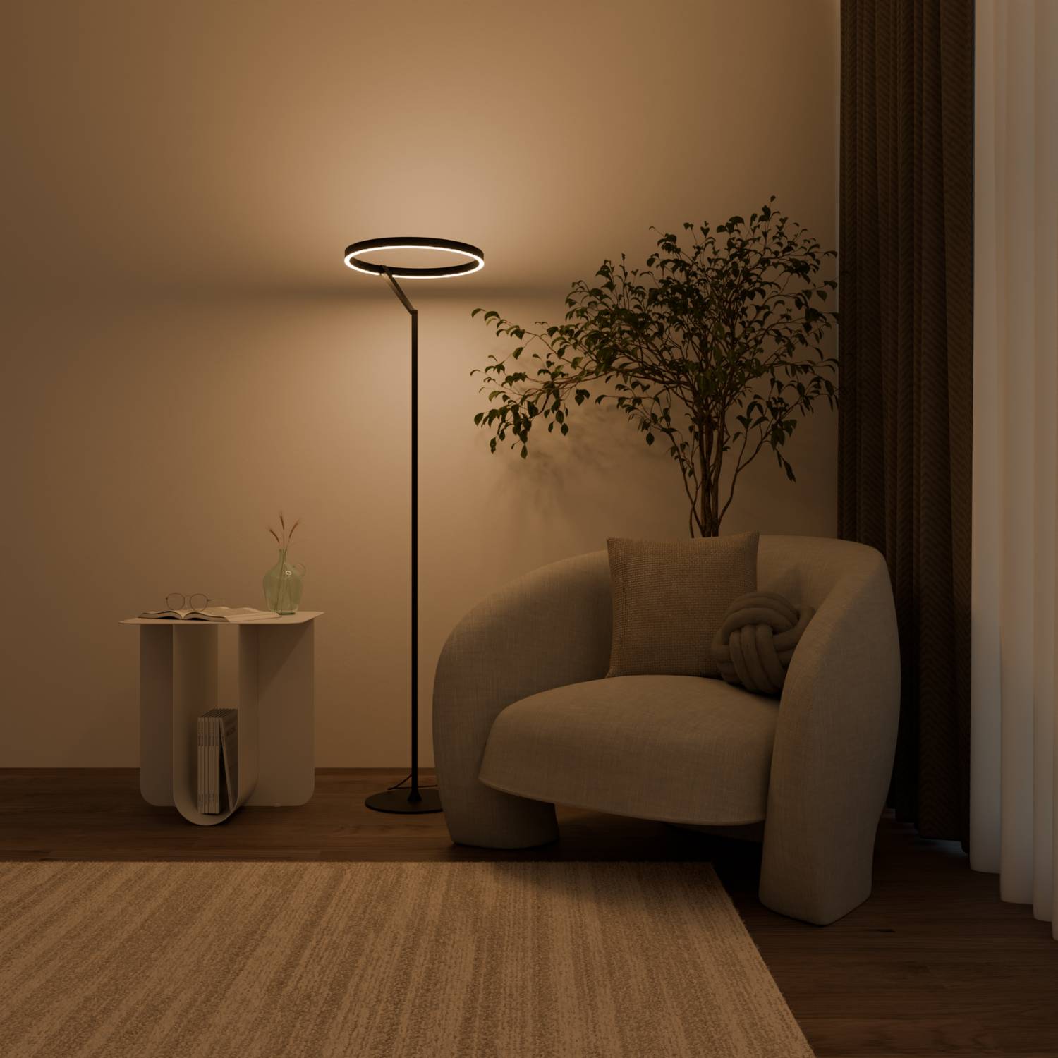 Floor Lamp | Modern Minimalist Design, Adjustable Light Ring, Smart Home Lighting Ciel Home