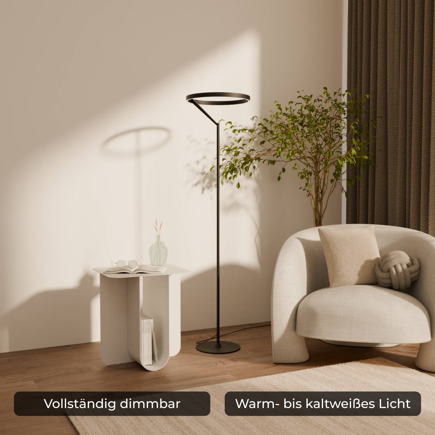 Floor Lamp | Modern Minimalist Design, Adjustable Light Ring, Smart Home Lighting Ciel Home