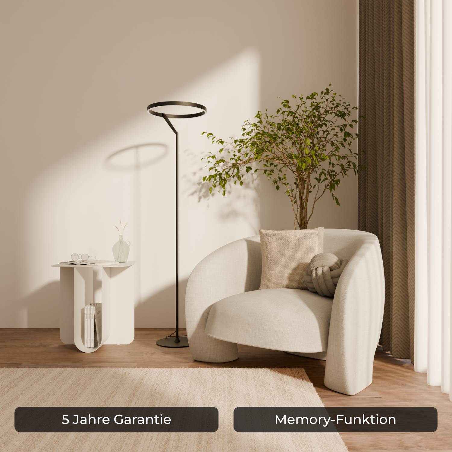 Floor Lamp | Modern Minimalist Design, Adjustable Light Ring, Smart Home Lighting Ciel Home