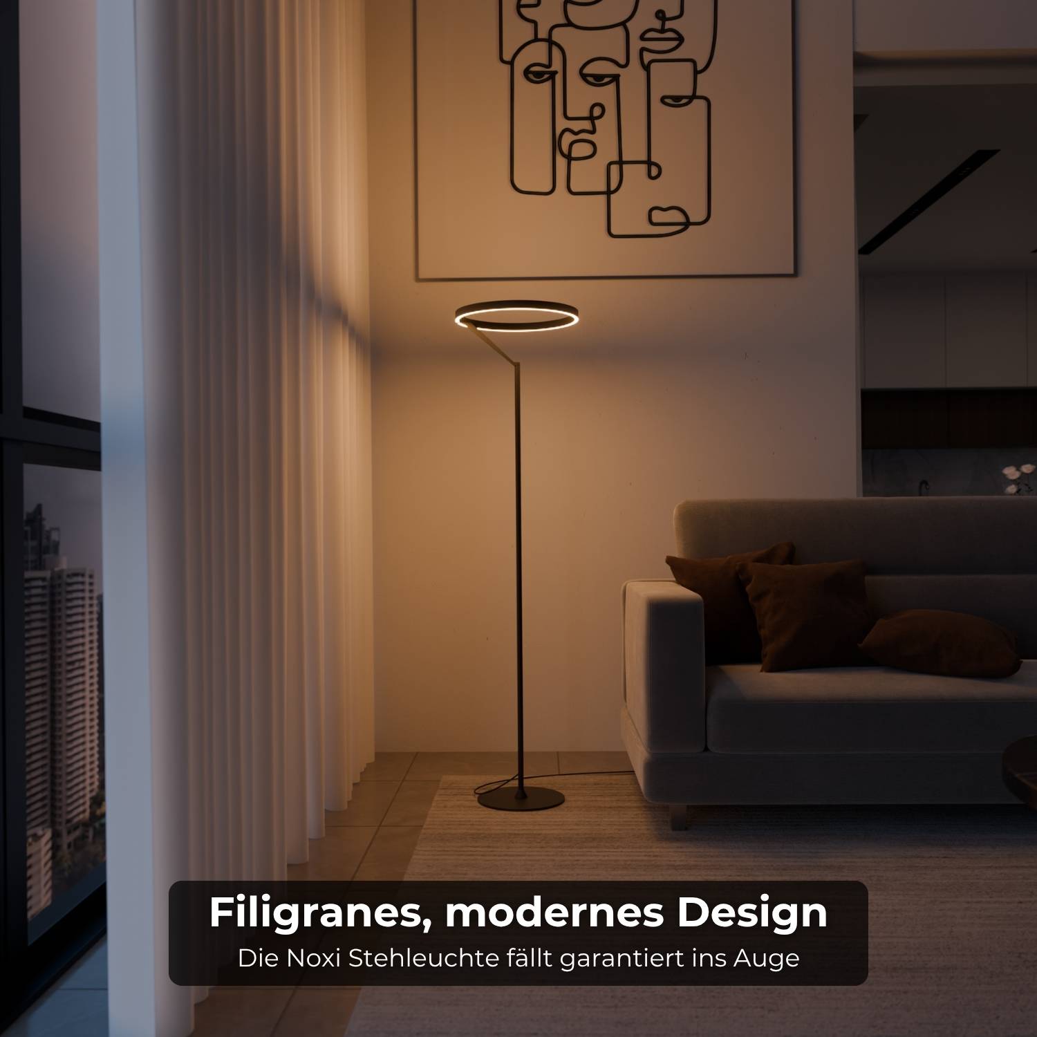 Floor Lamp | Modern Minimalist Design, Adjustable Light Ring, Smart Home Lighting Ciel Home