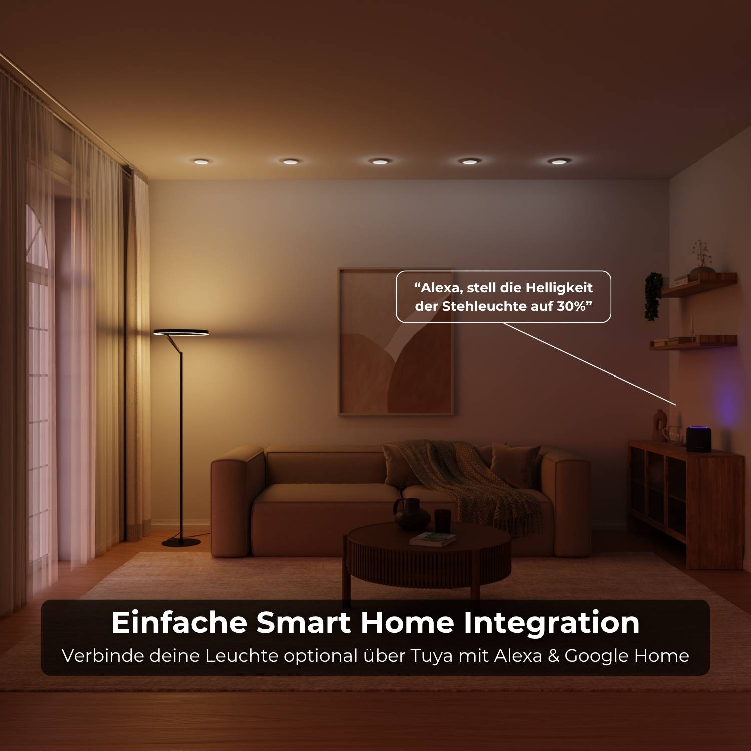 Floor Lamp | Modern Minimalist Design, Adjustable Light Ring, Smart Home Lighting Ciel Home